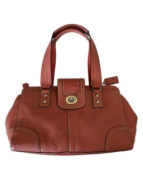 Coach F13961 Hampton Leather Satchel Handbag in Salmon